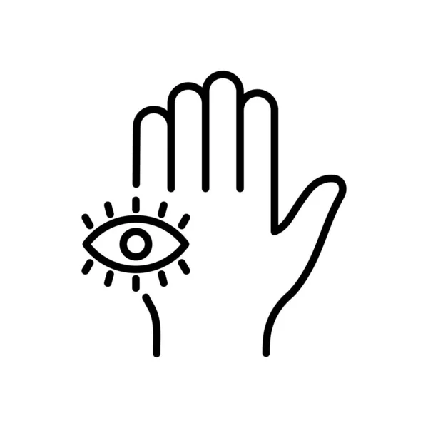 Mystic Hand Palm All Seeing Eye Line Icon Magic Providence — Stock vektor