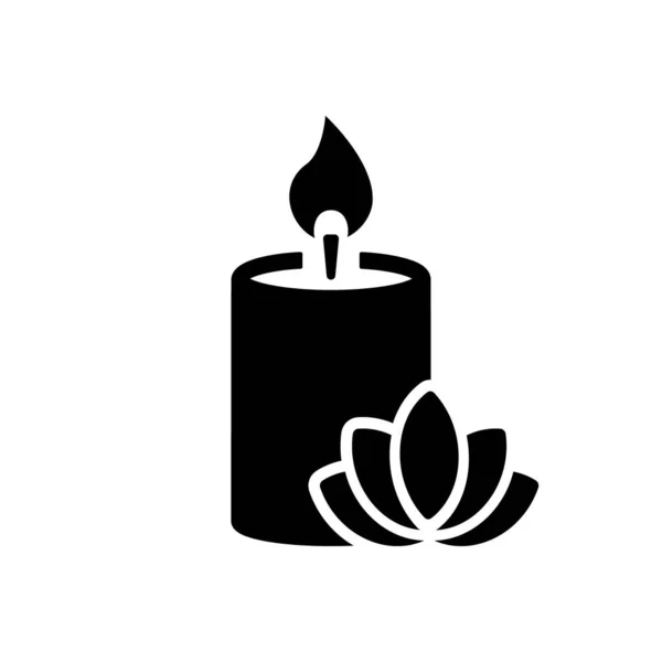 Scented Candle Flower Silhouette Icon Aroma Therapy Diffuser Light Pictogram — Stock Vector