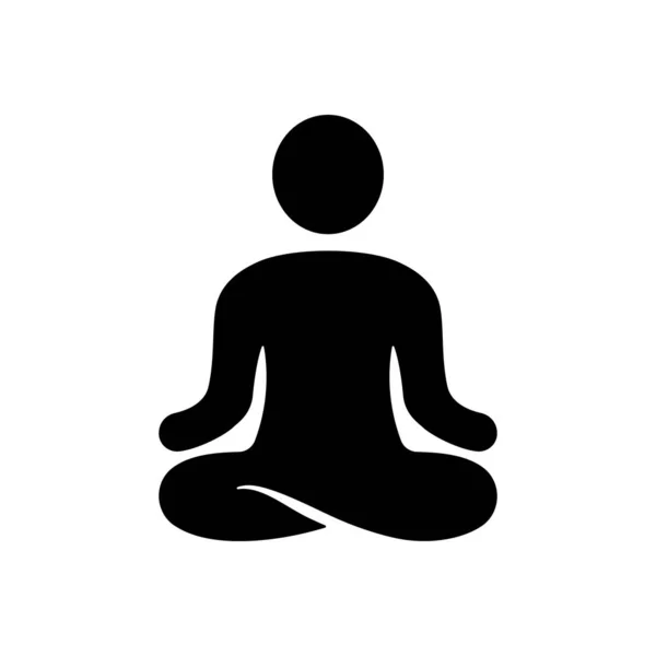 Yoga Position Silhouette Icon Meditate Relax Pictogram Spiritual Chakra Zen — Stock vektor