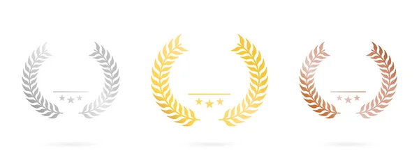 Laurel Wreath Winner Silhouette Icon Award Victory Circle Leaf Olive — Stok Vektör