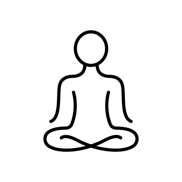 Yoga Position Line Icon Meditate Relax Linear Pictogram Spiritual Chakra — Stock vektor