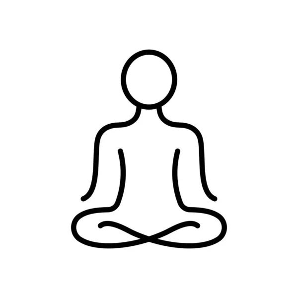 Yoga Position Line Icon. Meditate Relax Linear Pictogram. Spiritual Chakra Zen Outline Icon. Calm Aura Galaxy Serenity and Health Body. Meditation Logo. Editable Stroke. Isolated Vector Illustration.