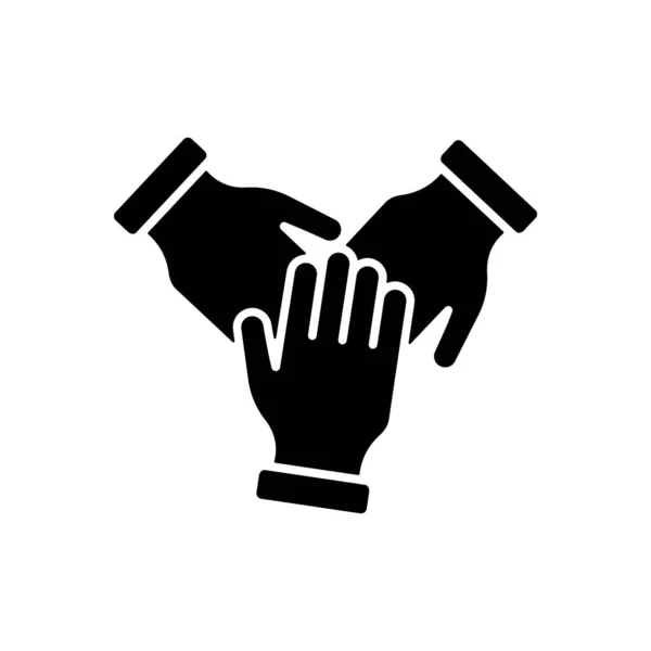 Teamwork Alliance Partnership Help Together Hand Silhouette Icon Collaboration Group — Stok Vektör