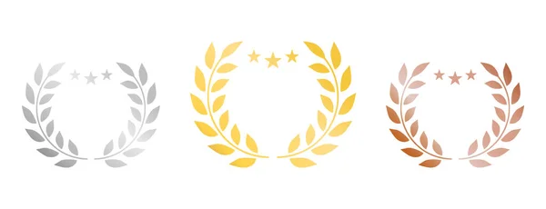 Laurel Wreath Winner Silhouette Icon Award Victory Circle Leaf Olive — ストックベクタ