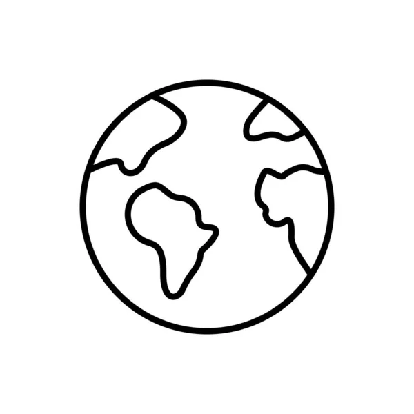 环球地球线黑色图标 全球行星球图线形象形文字 环球旅行欧洲 澳大利亚 亚洲等 可编辑的中风 孤立的病媒图解 — 图库矢量图片