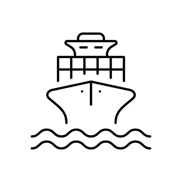 Sea Boat Vessel Line Icon Freight Marine Container Entrega Pictograma — Vetor de Stock