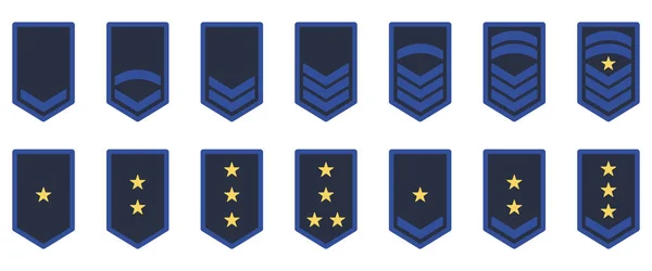 Armee Rangliste Ikone Militärabzeichen Abzeichen Blaues Symbol Chevron Yellow Star — Stockvektor