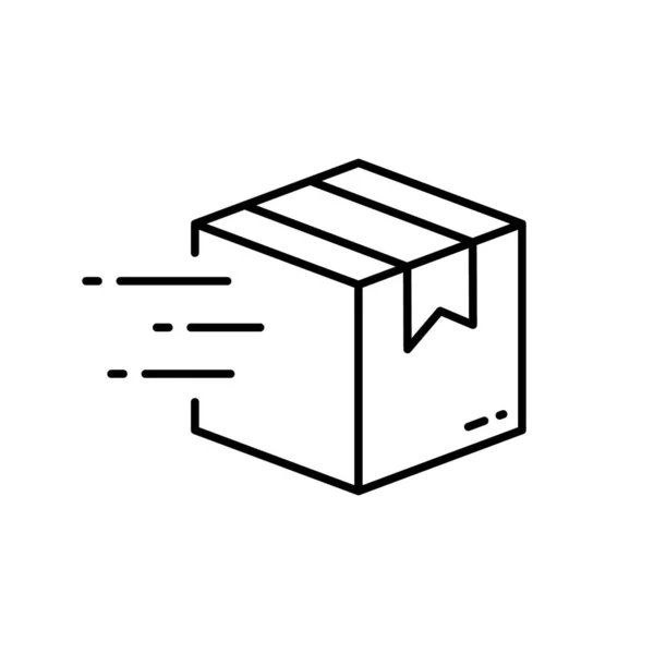 Pakketdoos Snelle Levering Service Line Pictogram Speed Deliver Cube Package — Stockvector
