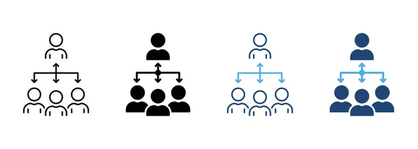 Coordinate Team People Silhouette Line Icon Inglés Business Company Group — Archivo Imágenes Vectoriales