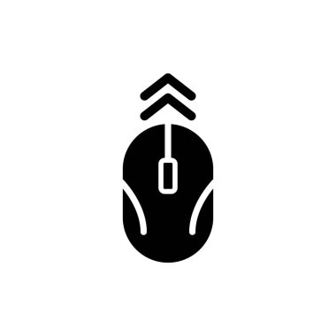  Fare Bilgisayarı Siluet Simgesini Yukarı Kaydır. Bilgisayar Faresi Okun Üstünü Taşıyın Kabartma Grafiği. İnternet Simgesi için Kablosuz Bilgisayar Aracı. İmleç Yukarı Kaydır İşareti. İzole Vektör İllüstrasyonu.