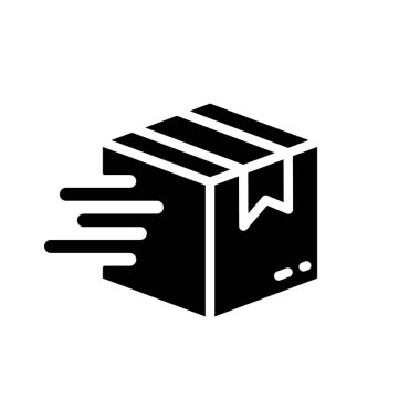 Hız Teslimat Servisi Siluet Simgesi. Paket Paket Paketi Ekspresi Glyph Pictogram 'ı teslim etti. Hızlı Posta Şirketi, İç Simgeye Hızlı Nakliye Siparişi. Ekspres ulaşım. İzole Vektör İllüstrasyonu.