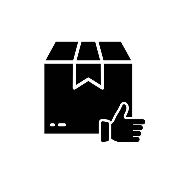 Thumb Parcel Box Black Silhouette Icon Fundo Branco Serviço Entrega — Vetor de Stock