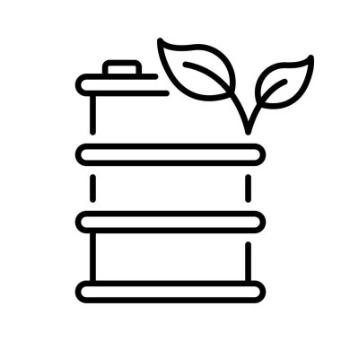 Doğal Eko Yağ Hattı Simgesi Metal Fıçısı. Tank Pictogram 'da Ekoloji Organik Sıvı Enerjisi. Biyolojik Enerji Taslak Simgesi için galon. Ekolojik konteynır. Düzenlenebilir Vuruş. İzole Vektör İllüstrasyonu.