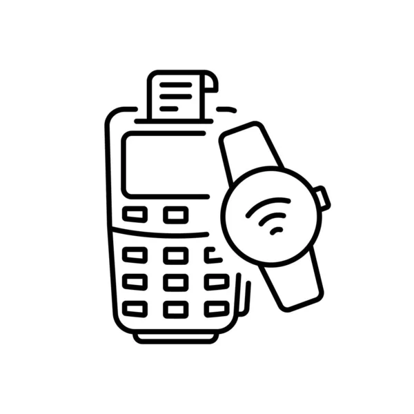 Ηλεκτρονική Smartwatch Πληρωμή Εικονίδιο Γραμμής Pos Ασύρματη Πληρωμή Στο Γραμμικό — Διανυσματικό Αρχείο