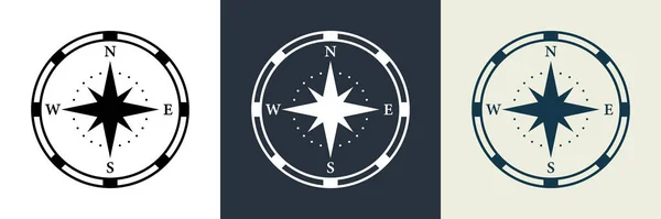 Windrose Silhouette Icon Set Compass Nautical Navigator Cartography Glyph Pictogram — Archivo Imágenes Vectoriales