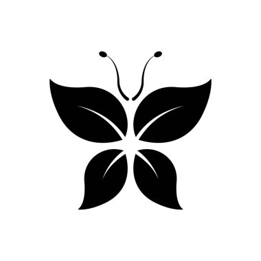 Kelebek Şeklinde Organik Eko Yaprağı Siluet Simgesi. Doğal Bitki Dekorasyonu Siyah Glyph Pictogram. Ekoloji Doğa, Çevresel Güzel Kelebek Sembolü. İzole Vektör İllüstrasyonu.