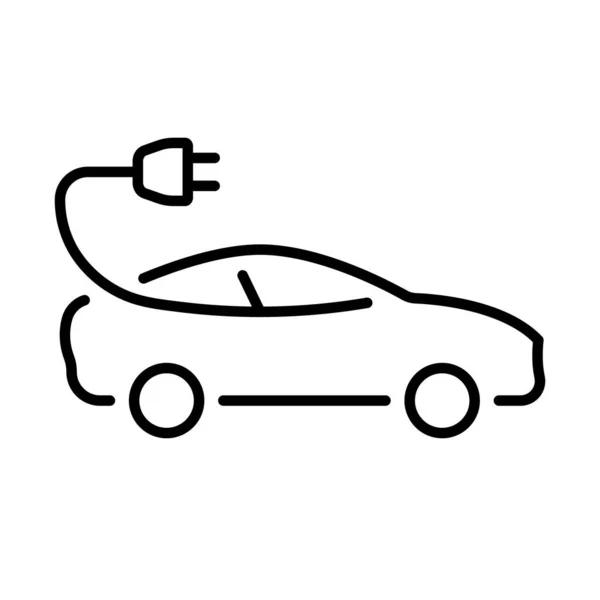 Икона Линии Электромобилей Экология Машина Пиктограммой Plug Eco Transport Pictogram — стоковый вектор