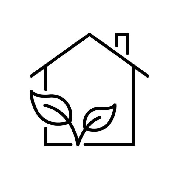 Eco Green House Line Icon Ecologia Edifício Imobiliário Com Pictograma — Vetor de Stock