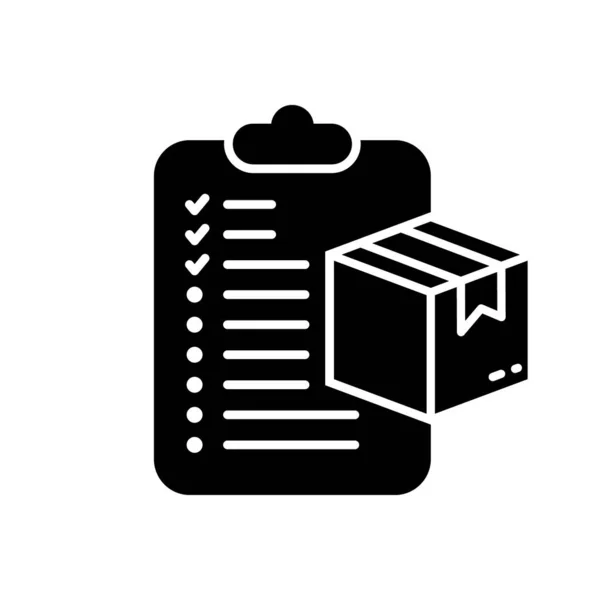 Pacote Com Checklist Shipment Silhouette Icon Lista Verificação Caixa Entrega — Vetor de Stock