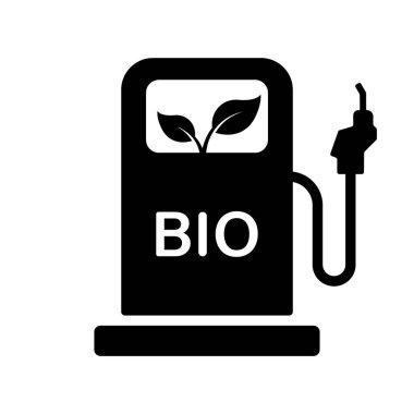 Biyo Siluet Simgesi. Ekoloji Diesel Petrol İstasyonu Glyph Pictogram. Benzin Pompası Simgesindeki Organik Yeşil Enerji. Çevresel Doğal Biyoyakıt Alternatif Gaz. İzole Vektör İllüstrasyonu.