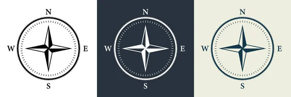 Compass Navigation Silhouette Icon Set North South West East Orientation — Archivo Imágenes Vectoriales