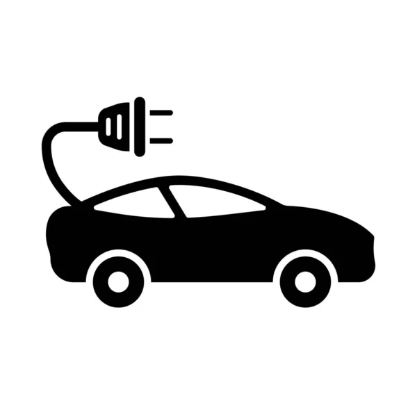 Elektrické Auto Siluetou Plug Icon Hybridní Eco Auto Transport Glyph — Stockový vektor