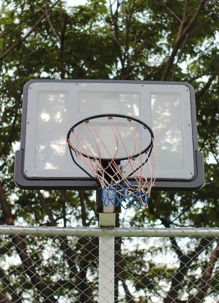 basketball hoop front view. with a height of 3.05 meters, measured from the lip of the ring to the ground level