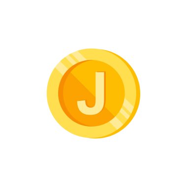 J, letter, coin color icon. Element of color finance signs. Premium quality graphic design icon. Signs and symbols collection icon for websites, web design on white background