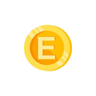 E, letter, coin color icon. Element of color finance signs. Premium quality graphic design icon. Signs and symbols collection icon for websites, web design on white background