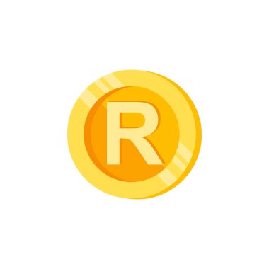 R, letter, coin color icon. Element of color finance signs. Premium quality graphic design icon. Signs and symbols collection icon for websites, web design on white background