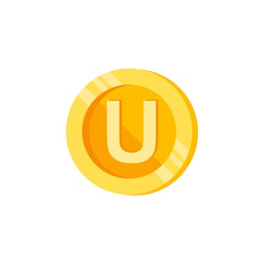 U, letter, coin color icon. Element of color finance signs. Premium quality graphic design icon. Signs and symbols collection icon for websites, web design on white background