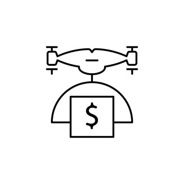 drone with money icon. Element of drones for mobile concept and web apps illustration. Thin line icon for website design and development, app development. Premium icon on white background