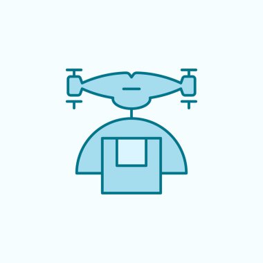 drone with parcel field outline icon on light background