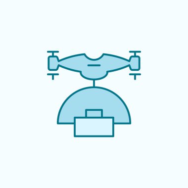 drone with parcel field outline icon on light background
