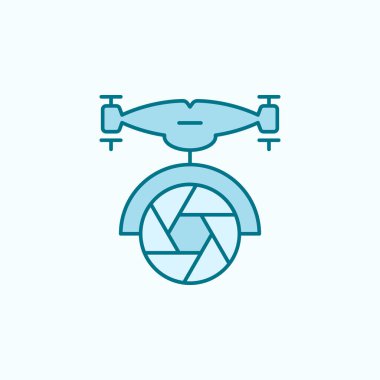 drone with camera field outline icon on light background