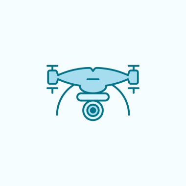 drone with camera field outline icon on light background