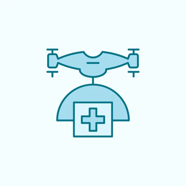 Drone Medicines Field Outline Icon Light Background — Stockvector