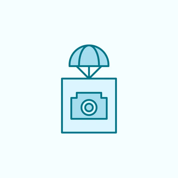Sending Cameras Field Outline Icon Light Background — 스톡 벡터