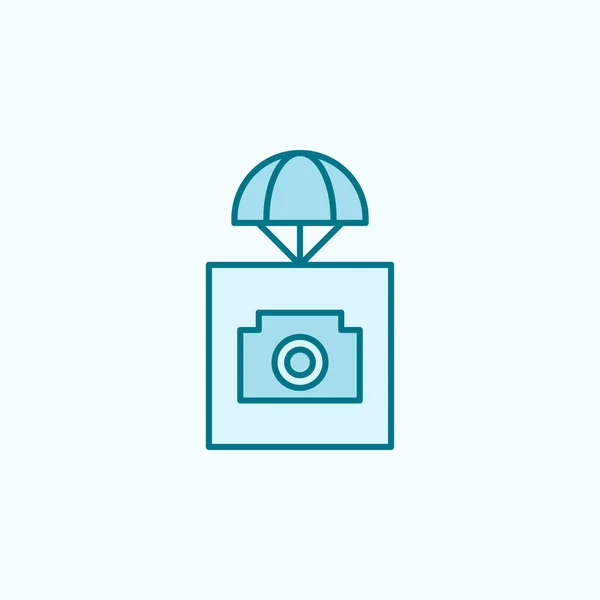 Sending Cameras Field Outline Icon Light Background — Image vectorielle