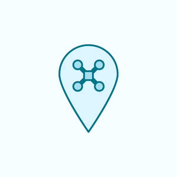 Pin Drone Field Outline Icon Light Background — 图库矢量图片