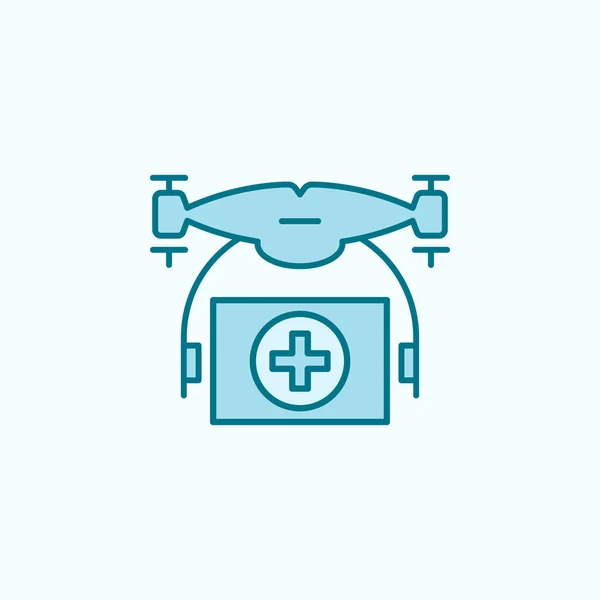 Drone Medicines Field Outline Icon Light Background — Stockvector