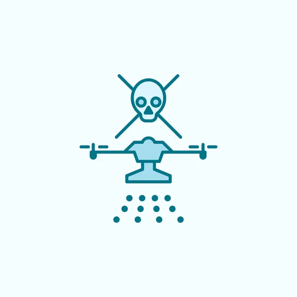 Drone Chemical Elements Field Outline Icon Light Background — Vettoriale Stock