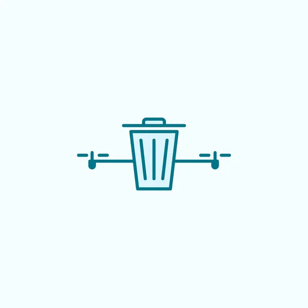 Drone Trash Can Field Outline Icon Light Background — Stock Vector
