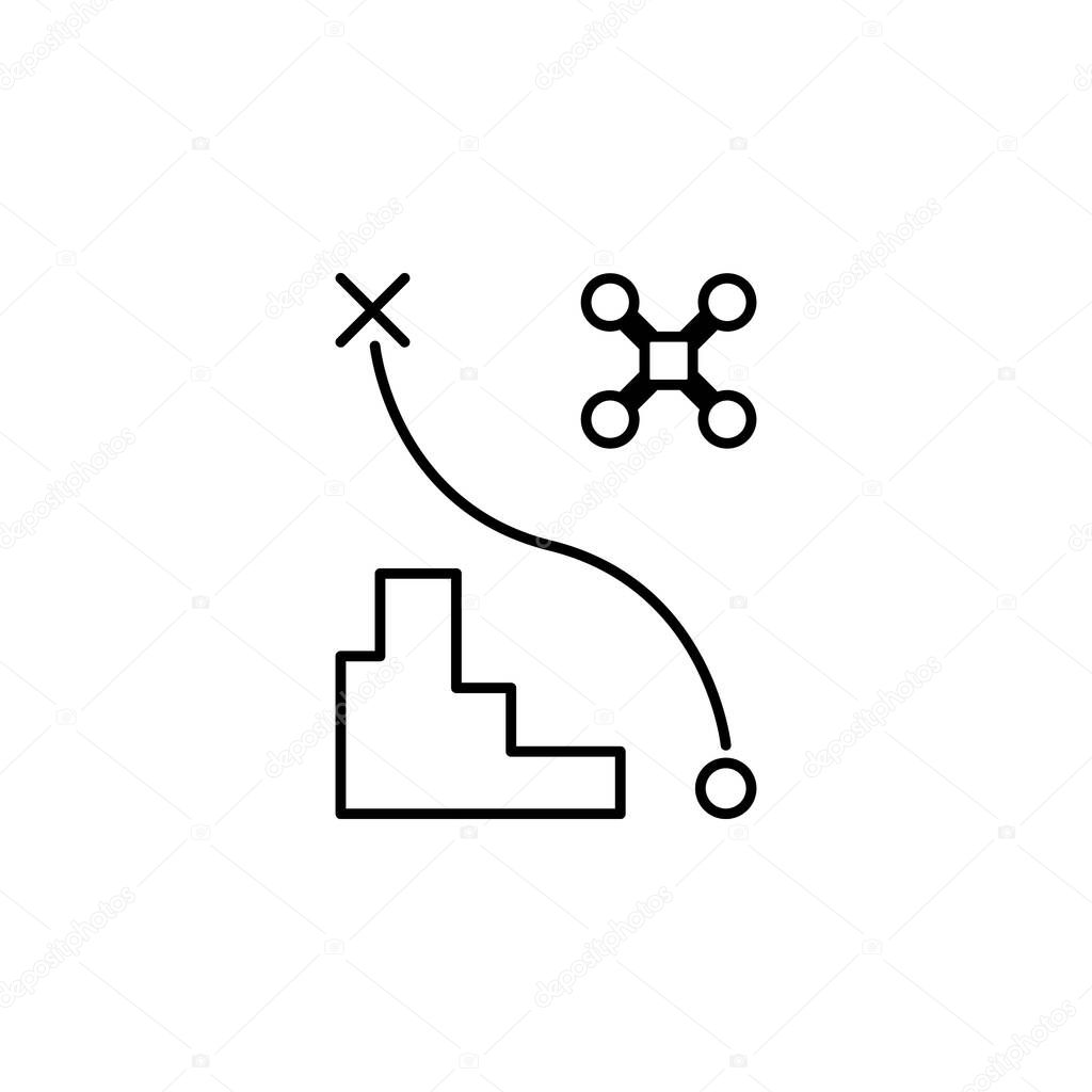 drone flight path icon. Element of drones for mobile concept and web apps illustration. Thin line icon for website design and development, app development. Premium icon on white background