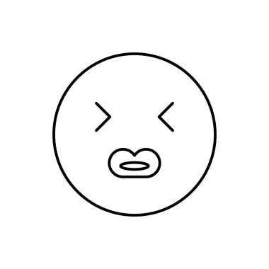 Big lips, closed eyes, emotion icon. Simple line, outline vector expression of mood icons for ui and ux, website or mobile application on white background