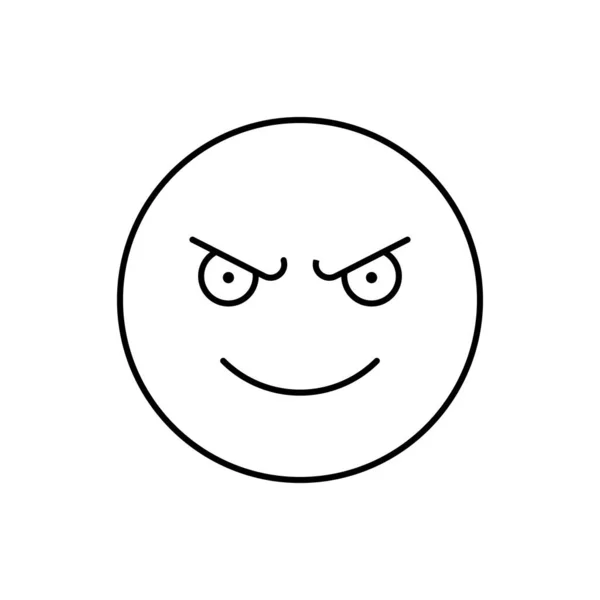 Зла Посмішка Значок Емоцій Проста Лінія Контурна Векторна Експресія Піктограм — стоковий вектор
