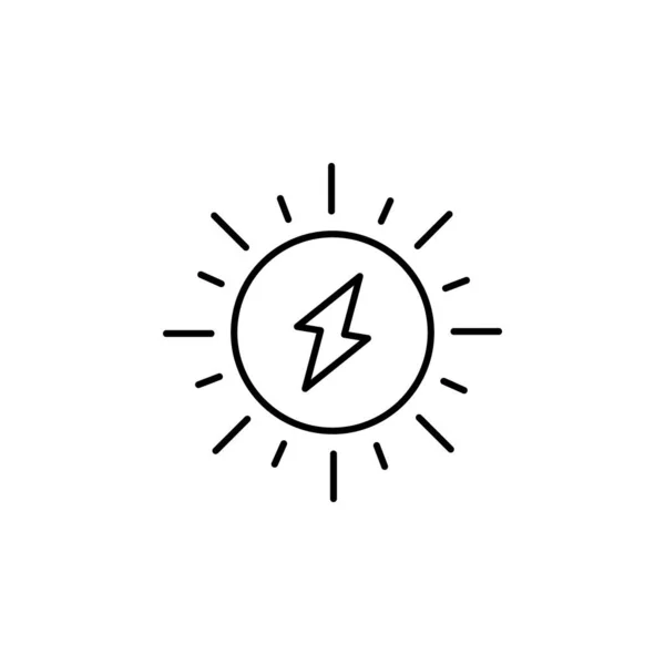 Сонячна Енергетична Іконка Проста Лінія Контурні Векторні Піктограми Електроенергії Веб — стоковий вектор