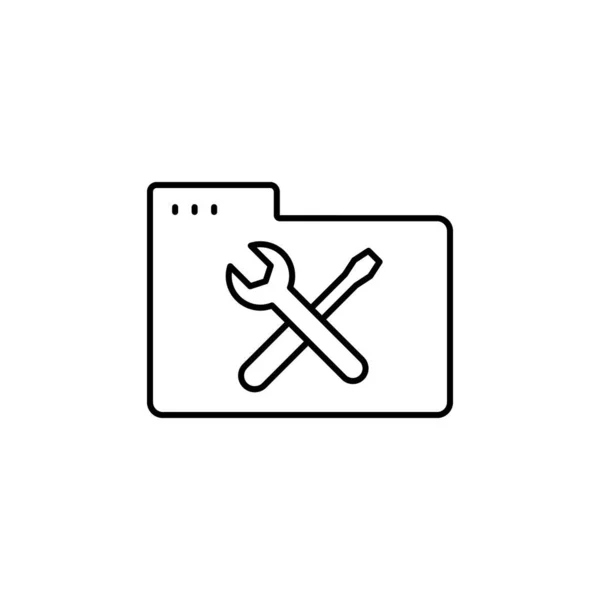 Folder Wrench Screwdriver Icon Simple Line Outline Vector Icons Website — Vettoriale Stock