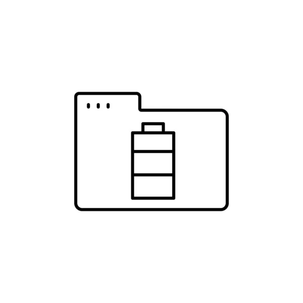 Значок Батареи Папки Простая Линия Контур Вектора Сайт Мобильное Приложение — стоковый вектор