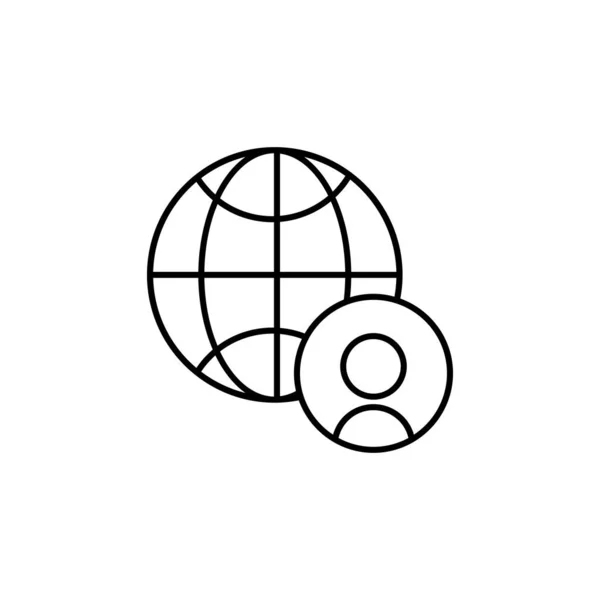 Avatar User Icon Simple Line Outline Vector Globe Icons Website — Vetor de Stock
